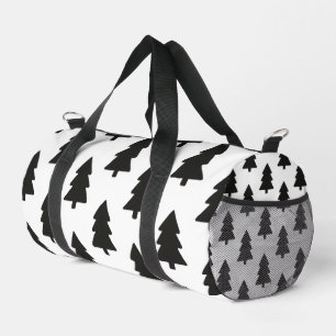 Bold Black Silhouette Christmas Tree Pattern Clean Duffle Bag