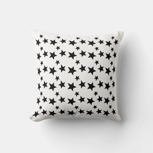 Bold Black Star Pattern – Modern Seamless Star  Cushion (Front)
