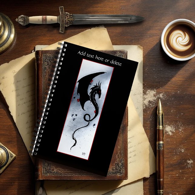 Bold Black Tribal Dragon Red Blue Flowers Notebook (Creator Uploaded)