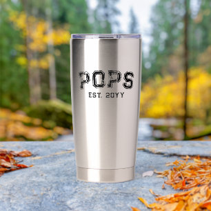 Bold Black Varsity Pops Grandpa Nickname Est Year Insulated Tumbler
