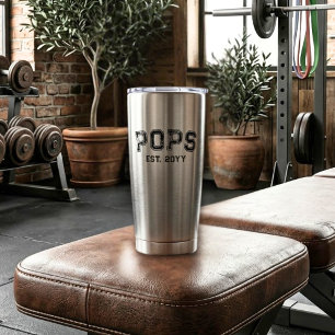 Bold Black Varsity Pops Grandpa Nickname Est Year Insulated Tumbler