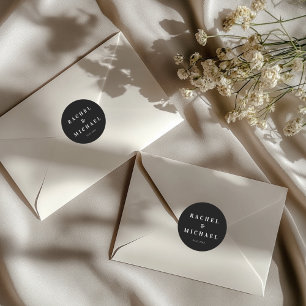 Bold Black Wedding Classic Round Sticker
