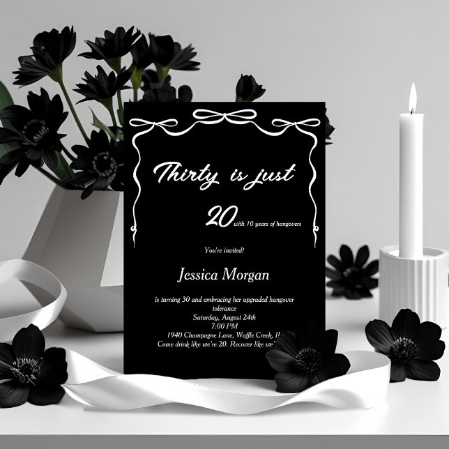 Bold Black & White 30th Birthday Invitation (Creator Uploaded)