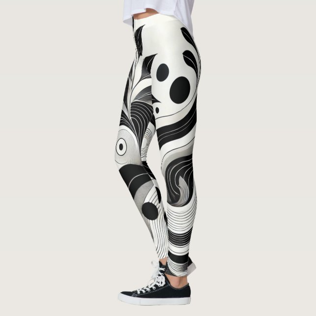 Bold Black & White Abstract Women's Gym  Leggings (Left)