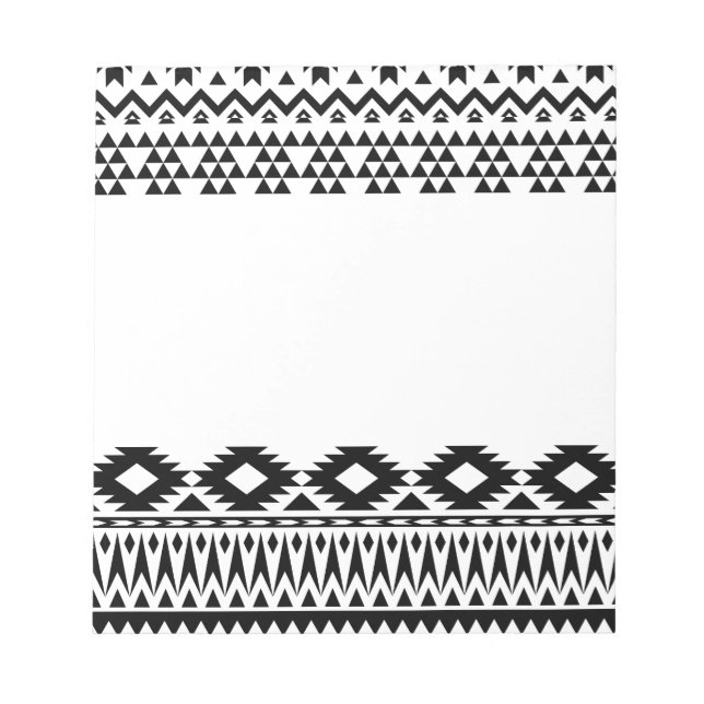 Bold Black White Aztec Geometric tribal pattern Notepad (Front)