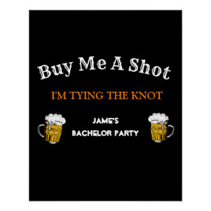 Bold Black White Bachelor Party Backdrop Poster