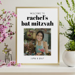 Bold Black White Bat Mitzvah Photo Digital Welcome Poster<br><div class="desc">Bold Black and White Bat Mitzvah Photo Poster Welcome Sign (downloadable)</div>