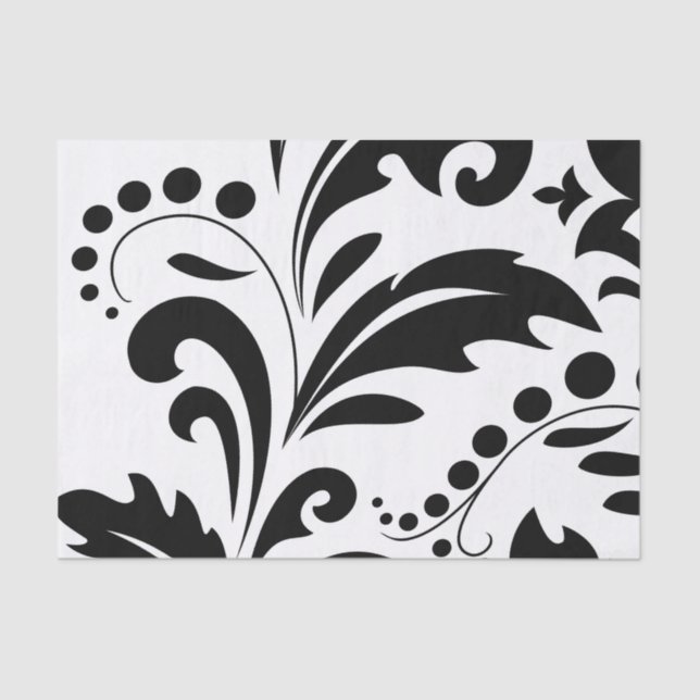 Bold Black & White Elements of Damask Tissue Paper (Front)
