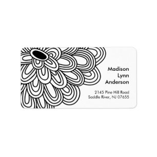 Bold Black White Flower Return Address Labels. Label