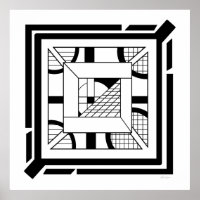 Bold Black White Geometric Abstract Line Art