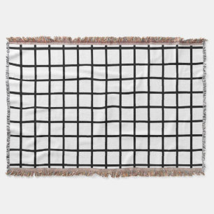 Bold Black & White Grid Pattern Throw Blanket