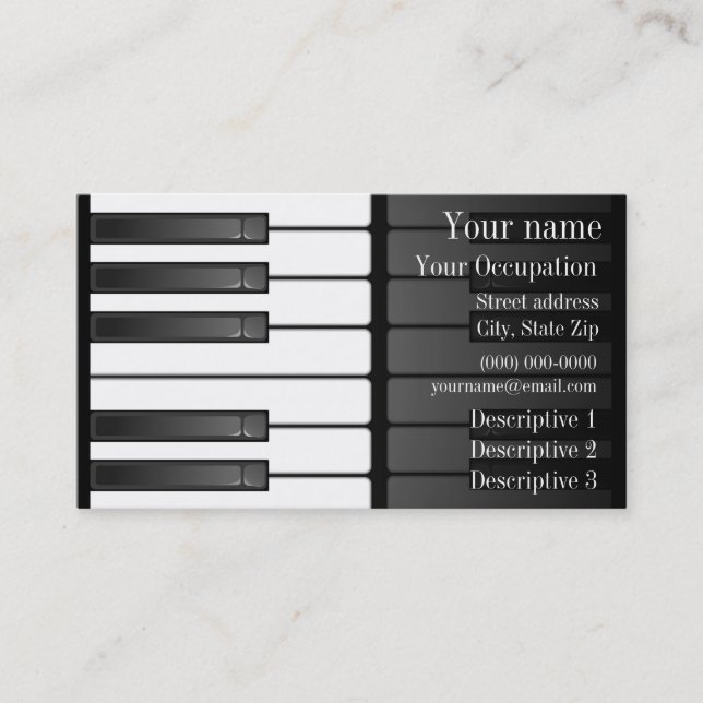 Bold Black White Keyboard Design Business Card (Front)