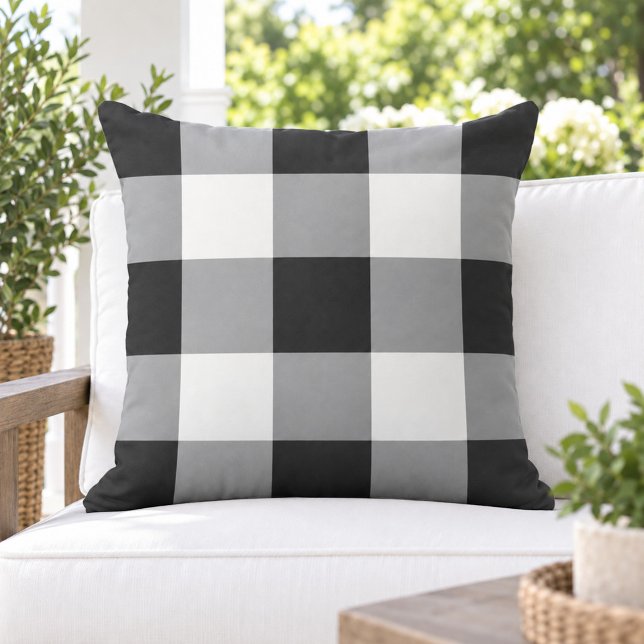 Bold Black White Large Gingham Check Cushion (Creator Uploaded)
