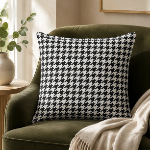 Bold Black White Large Houndstooth Cushion
