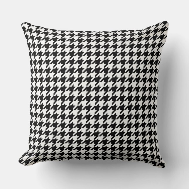 Bold Black White Large Houndstooth Cushion (Front)
