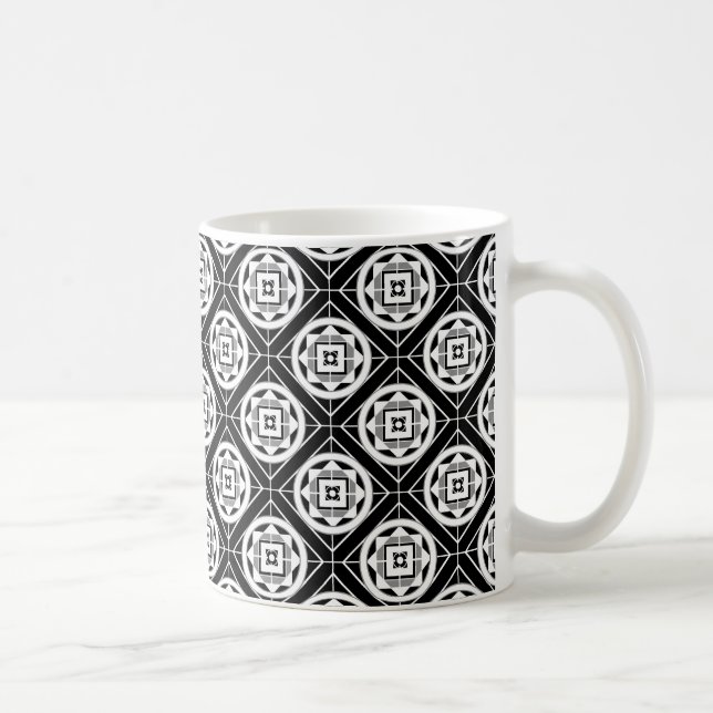 Bold Black & White Medalion Designer Coffee Mug (Right)