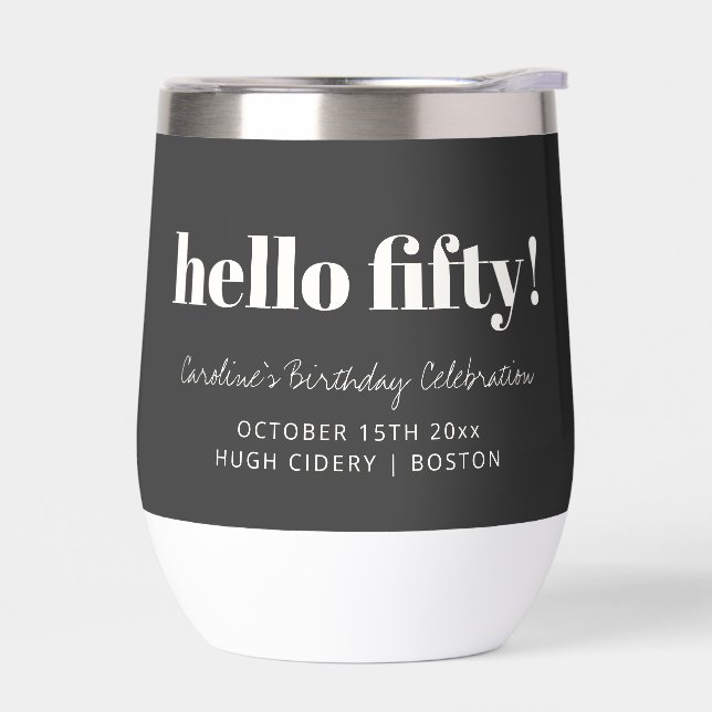 Bold Black White Modern 50th Birthday Custom Favou (Left)