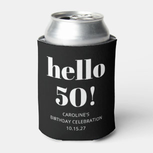 Bold Black White Modern Chic 50th Birthday Party Can Cooler