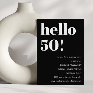 Bold Black White Modern Chic 50th Birthday Party Invitation