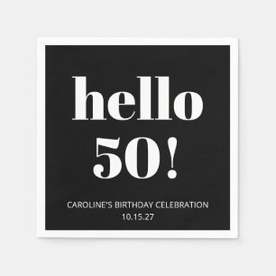 Bold Black White Modern Chic 50th Birthday Party Napkin