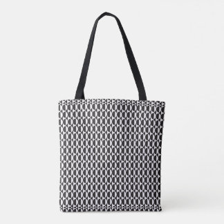 Bold Black & White Oval Illusion Pattern Tote Bag
