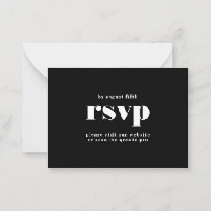 Bold Black White QR CODE RSVP Wedding Website Card