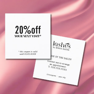 Bold Black White Salon Lash Artist  Discount Card