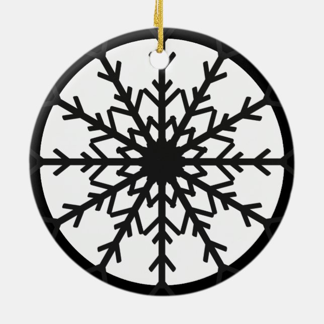 Bold Black & White Snowflake Holiday Ornament (Back)