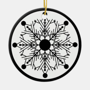 Bold Black & White Snowflake Holiday Ornament