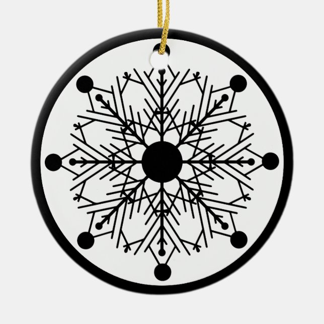 Bold Black & White Snowflake Holiday Ornament (Front)