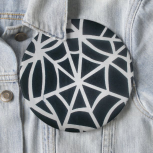 Bold Black & White Spider Web Geometric Pattern 6 Cm Round Badge