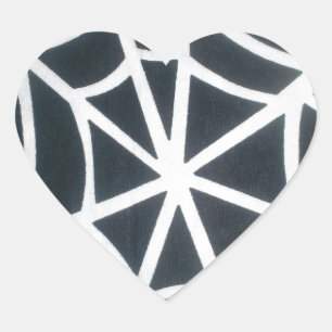 Bold Black & White Spider Web Geometric Pattern Heart Sticker