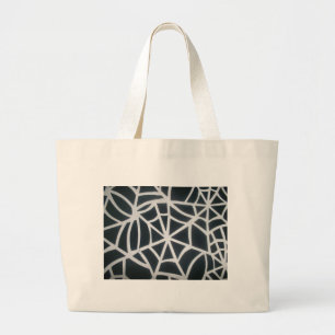 Bold Black & White Spider Web Geometric Pattern Large Tote Bag
