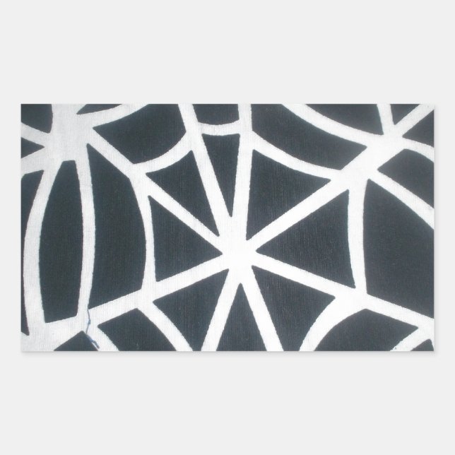 Bold Black & White Spider Web Geometric Pattern Rectangular Sticker (Front)