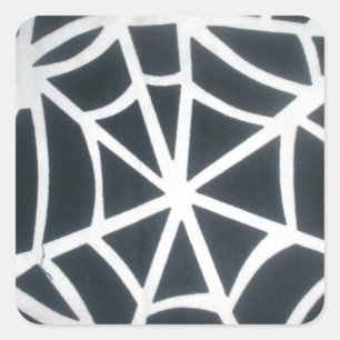 Bold Black & White Spider Web Geometric Pattern Square Sticker