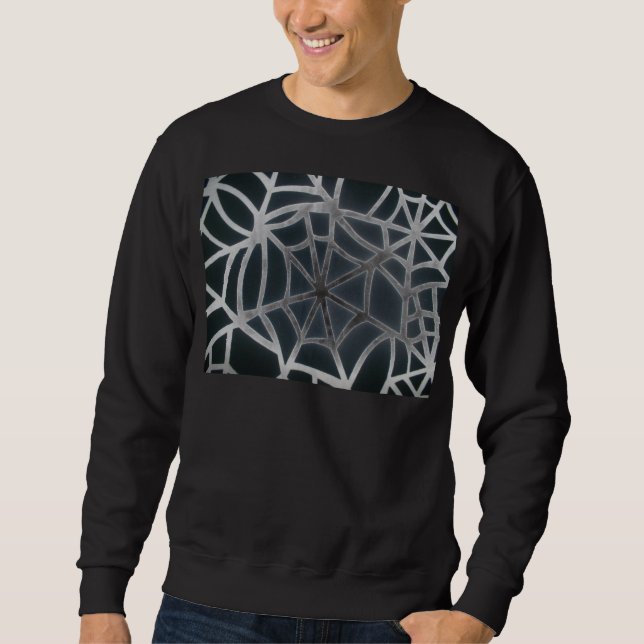 Bold Black & White Spider Web Geometric Pattern Sweatshirt (Front)