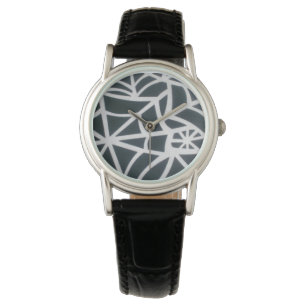 Bold Black & White Spider Web Geometric Pattern Watch