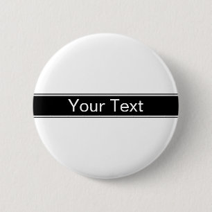 Bold Black & White Stripe Editable Text 6 Cm Round Badge