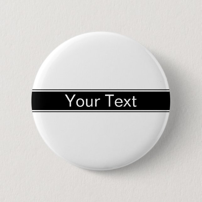 Bold Black & White Stripe Editable Text 6 Cm Round Badge (Front)