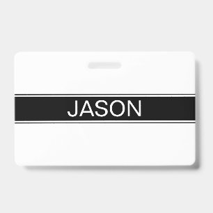 Bold Black & White Stripe Editable Text ID Badge