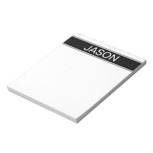 Bold Black & White Stripe Editable Text Notepad