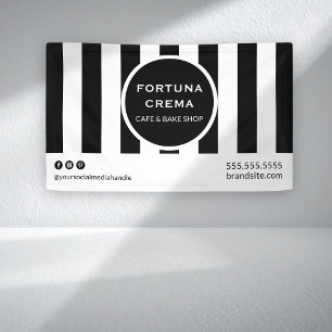 Bold Black & White Striped Business Display Event Banner