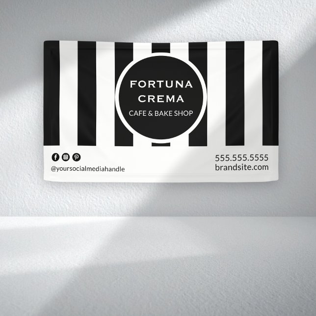 Bold Black & White Striped Business Display Event  Banner (Creator Uploaded)