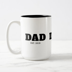 Bold Black & White Text Est Year Dad Two-Tone Coffee Mug