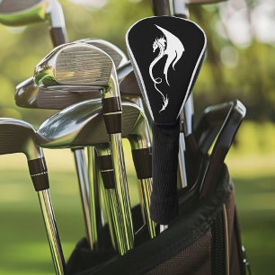 Bold Black White Tribal Dragon Illustration Design Golf Head Cover