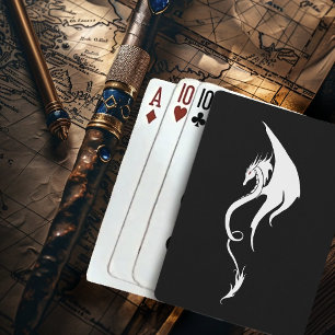Bold Black White Tribal Dragon Illustration Design Playing Cards