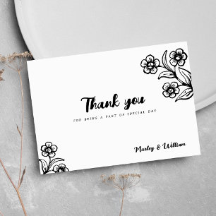 Bold black white typography floral Thank You Invitation