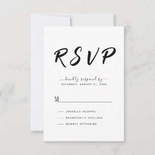 Bold Black & White Wedding RSVP Card