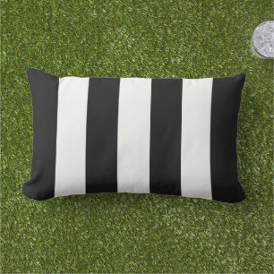 Bold Black White Wide Cabana Stripe Lumbar Cushion