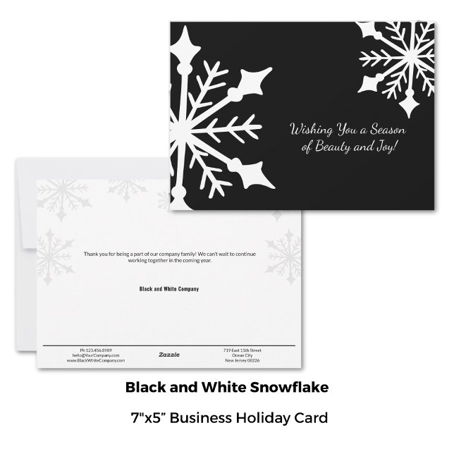Bold Black & White Winter Snowflake Business  Holiday Card (Creator Uploaded)